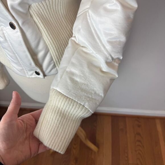 Bebe Vintage Y2K White Satin Puffer Jacket Corset Style - Picture 3 of 6